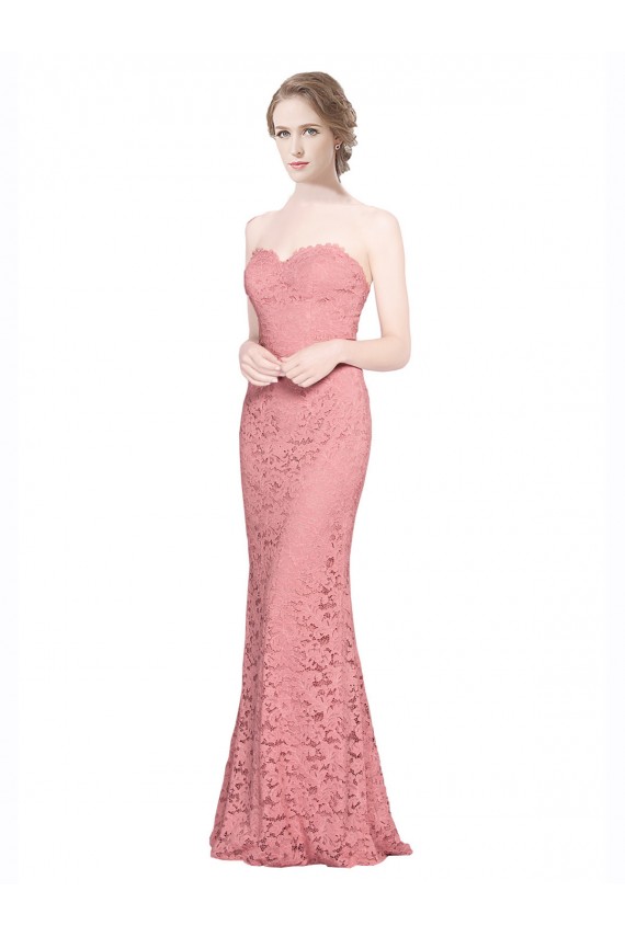 Affordable Fitted Sweetheart Mermaid Lace Bridesmaid Dress UK