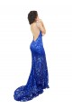 Affordable High Neck Long Open Back Lace Bridesmaid Dress with Train UK