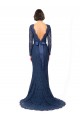 Affordable Long Sleeves Floor Length Vintage Lace Bridesmaid Dress with Deep V-Back UK