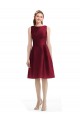 Affordable Short Midi Length Satin Bridesmaid Dress with Bateau Neckline and V-Back UK