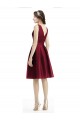 Affordable Short Midi Length Satin Bridesmaid Dress with Bateau Neckline and V-Back UK