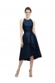 Affordable Halter Neck Short Tea Length Sleeveless Satin Bridesmaid Dress UK