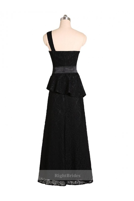 Affordable Long One Shoulder Satin Bridesmaid Dress with Bow Ties UK