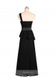 Affordable Long One Shoulder Satin Bridesmaid Dress with Bow Ties UK
