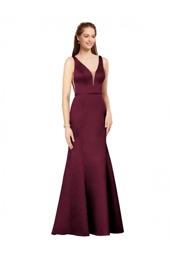Affordable Formal and Sexy Satin Bridesmaid Dress with Side Cutouts UK