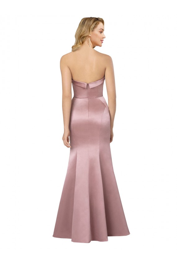 Affordable Old Hollywood-Inspired Strapless Satin Bridesmaid Dress UK