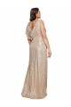 Affordable Deep V-Neck Sleeveless Sparkling Sequin Bridesmaid Dress with Draped Cowl Back UK