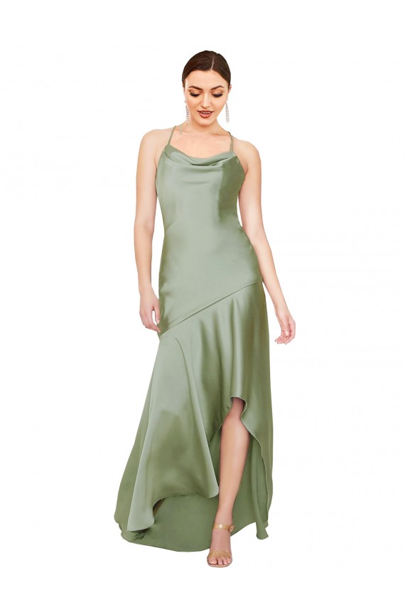 Affordable Silky Satin Bridesmaid Dress with Bias Cut Skirt UK