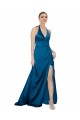 Affordable Halter Neck Silky Satin Bridesmaid Dress UK