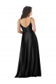 Affordable Full Length V-Neckline Silky Satin Bridesmaid Dress with Full Skirt UK