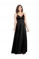 Affordable Silky Satin Floor-Length Long Bridesmaid Dress with V-Neckline UK