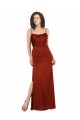 Affordable Floor-Length Silky Satin Bridesmaid Dress with Skirt Slit UK