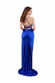 Affordable Open Back Cowl Neck Long Silky Satin Bridesmaid Dress UK