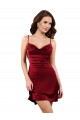 Affordable Midi Length Cowl Neck Silky Satin Short Bridesmaid Dress UK