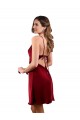 Affordable Midi Length Cowl Neck Silky Satin Short Bridesmaid Dress UK