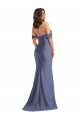 Affordable Off the Shoulder Corset Silky Satin Mermaid Bridesmaid Dress with Side Slit UK