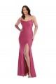 Affordable Cowl-Neck Open Tie-Back Silky Satin Mermaid Bridesmaid Dress with Frong Slit UK