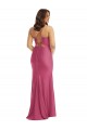 Affordable Cowl-Neck Open Tie-Back Silky Satin Mermaid Bridesmaid Dress with Frong Slit UK