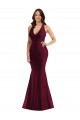 Affordable Plunge Neckline Cutout Low Back Silky Satin Mermaid Bridesmaid Dress UK