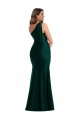Affordable Cascading Bow One Shoulder Silky Satin Mermaid Bridesmaid Dress with Front Slit UK