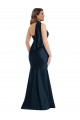 Affordable Scarf Neck One Shoulder Silky Satin Mermaid Bridesmaid Dress with Front Slit UK