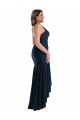 Affordable Pleated Wrap Ruffled High Low Silky Satin Bridesmaid Dress UK