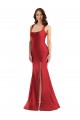 Affordable Square Neck Silky Satin Mermaid Bridesmaid Dress with Side Slit UK