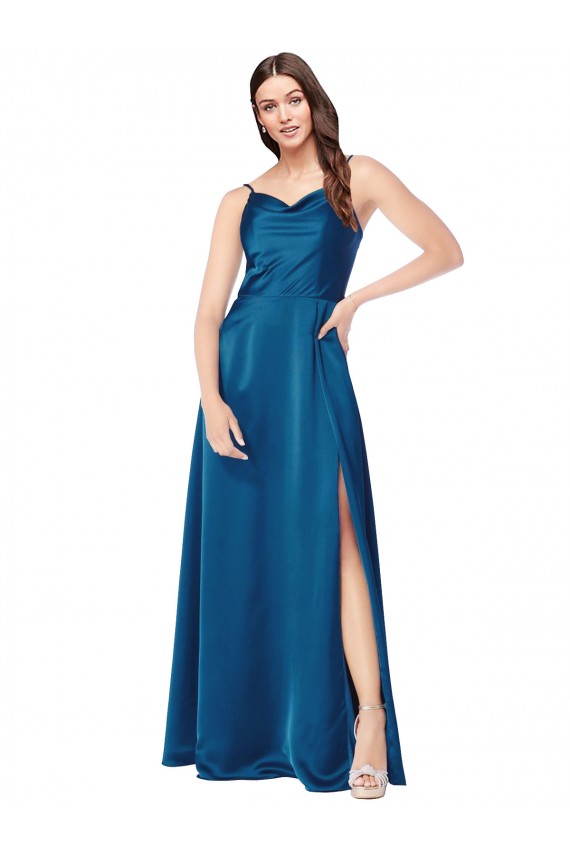 Affordable Cowl Neck Salky Satin Bridesmaid Dress UK