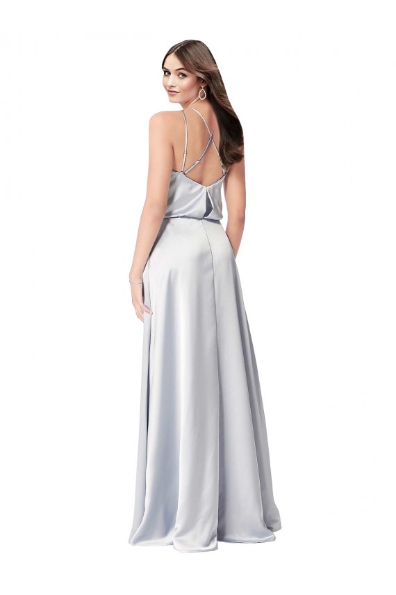 Affordable Halter Neck Silky Satin Bridesmaid Dress with Strappy Back UK