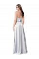 Affordable Halter Neck Silky Satin Bridesmaid Dress with Strappy Back UK