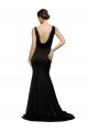 Affordable V-Neck Full Length Silky Satin Bridesmaid Dress with Soft Cowl Neck and Sweep Train UK