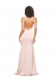 Affordable Full Length Ruched Silky Satin Bridesmaid Dress with Low Back and High Split UK