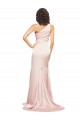 Affordable Full Length One Shoulder Long Silky Satin Bridesmaid Dress with High Split UK