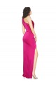Affordable One Shoulder Long Full Length Silky Satin Bridesmaid Dress with Front Side Split UK