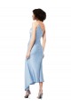 Affordable Midi Length Short Silky Satin Bridesmaid Dress with Asymmetric Neckline and High Side Split UK