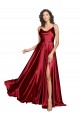 Affordable Silky Satin Cowl Neckline Long Bridesmaid Dress with Spaghetti Straps UK