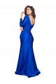 Affordable Deep V-Neck Long Sleeves Silky Satin Bridesmaid Dress UK