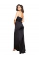 Affordable Full Length One Shoulder Ruffled Long Silky Satin Bridesmaid Dress with High Slit UK