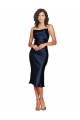 Affordable Cocktail Length Sleeveless Spaghetti Straps Cowl Neckline Silky Satin Bridesmaid Dress UK