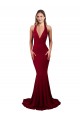 Affordable Halter Mermaid Plunge V-Neckline Open Back Bow Tie Spandex Bridesmaid Dress UK