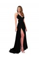Affordable High Slit Open Back Long Spandex Bridesmaid Dress with Lined Crossover Bust UK