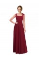 Affordable Square Neck Subtle Cap Sleeeves Crepe Bridesmaid Dress UK