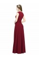 Affordable Square Neck Subtle Cap Sleeeves Crepe Bridesmaid Dress UK