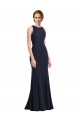 Affordable High Neck Sheath Long Crepe Bridesmaid Dress UK