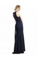Affordable High Neck Sheath Long Crepe Bridesmaid Dress UK