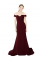 Affordable Full Length Off the Shoulder Crepe Bridesmaid Dress with Lace On Bodice and Back UK