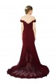Affordable Full Length Off the Shoulder Crepe Bridesmaid Dress with Lace On Bodice and Back UK