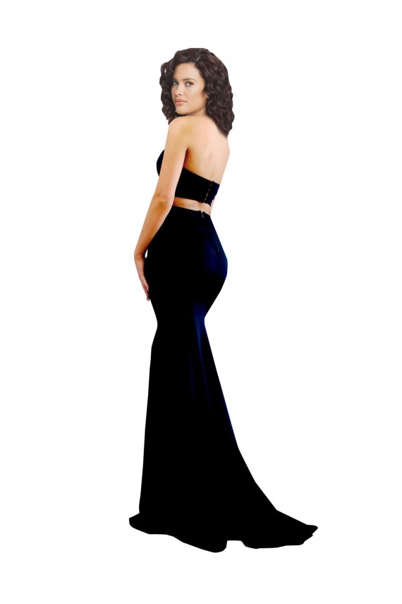 Affordable Two Piece High Neck Crepe Bridesmaid Dress UK