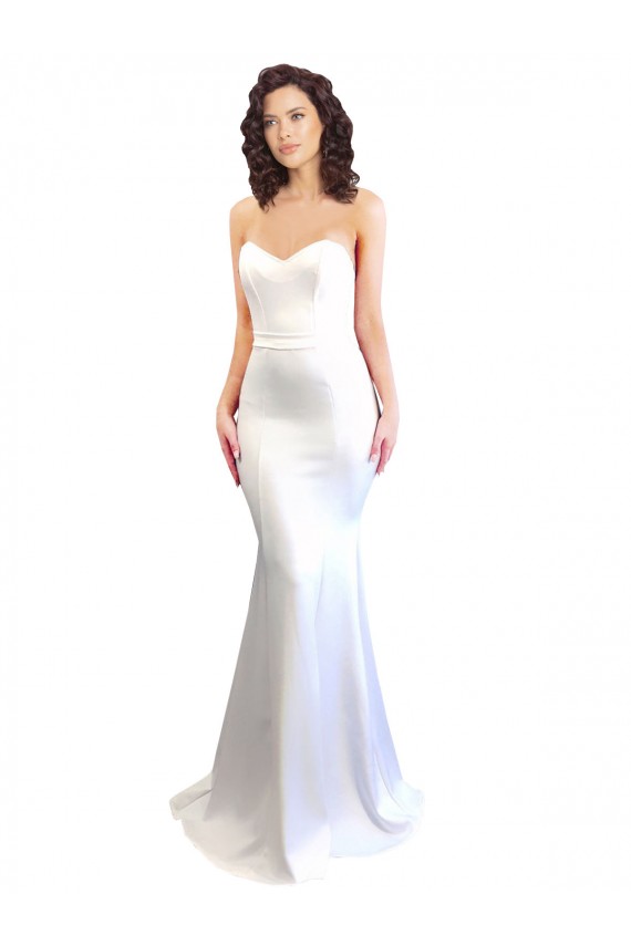 Affordable Sweetheart Strapless High Neck Long Crepe Bridesmaid Dress UK