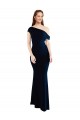 Affordable Draped Off the Shoulder Fitted Crepe Bridesmaid Dress UK